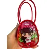Red transparent small bag cartoon girl hair band set, cute girl headwear storage combination Item Picture